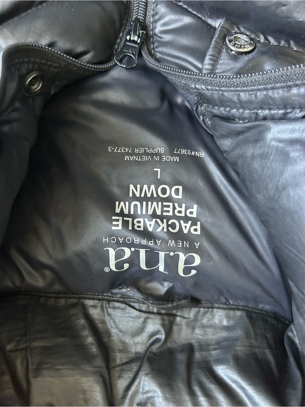 a.n.a Packable Premium Down Black Long Jacket size Large - Picture 7 of 10
